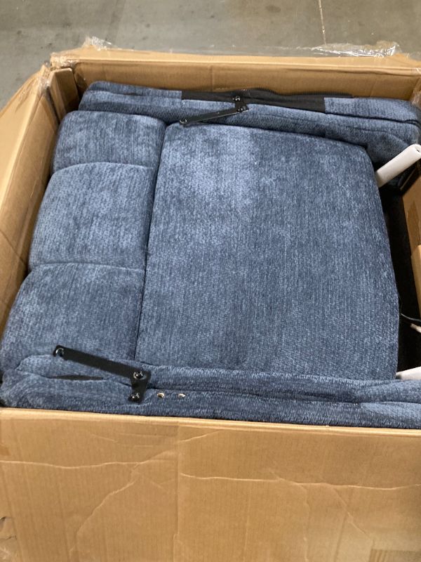 Photo 1 of **PARTIAL SET** 
**MISSING PARTS** Rocker Recliner Chair  Massage CHAIR R 360° Swivel Oversized Chairs for Adults,Chenille Lazy Boy Single Sofa Seat with 3 Positions,Side Pockets,2 Cup Holders for Living Room,Blue