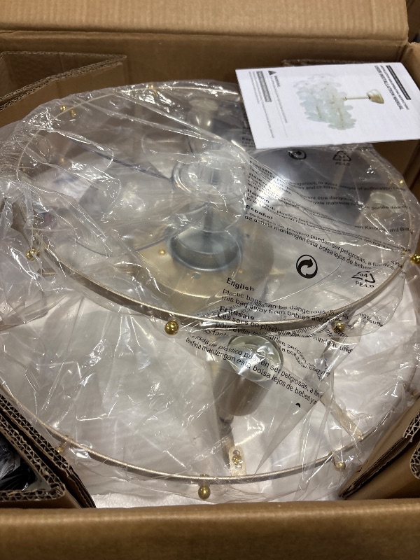 Photo 1 of **MISSING GLASS FLOWERS**
MizWacky Gold Crystal Fandelier Ceiling Fans with Lights, 20" Gold Flower Chandelier Ceiling Fan with Light Remote Control, Caged Mid-Century with 6 Speeds for Bedroom, Nursery, Living Room