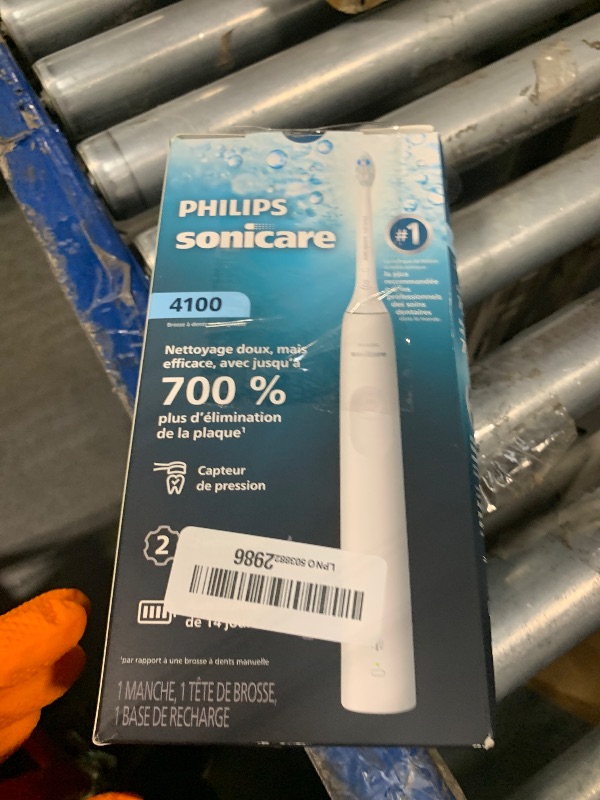Photo 1 of ** USED** Philips Sonicare 4100 Series Electric Toothbrush - Sonic Toothbrush with Advanced Sonic Technology, Pressure Sensor, Two Intensity Settings, Smartimer & Quadpacer, White, Model HX3681/23