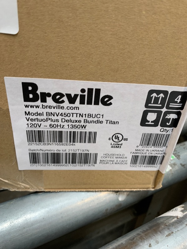Photo 1 of ** FACTORY SEALED** Nespresso Vertuo Plus Deluxe Coffee and Espresso Maker by Breville, Titan with Aeroccino Milk Frother