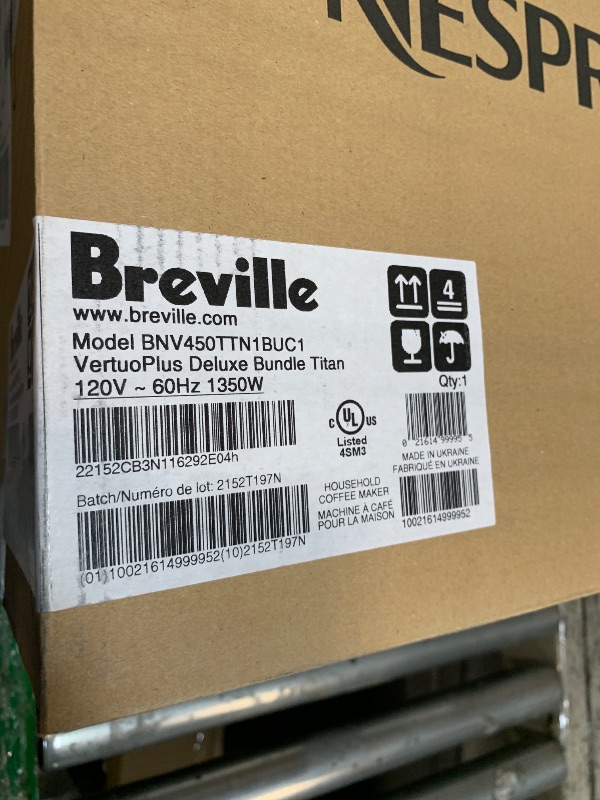 Photo 1 of ** FACTORY SEALED** Nespresso Vertuo Plus Deluxe Coffee and Espresso Maker by Breville, Titan with Aeroccino Milk Frother