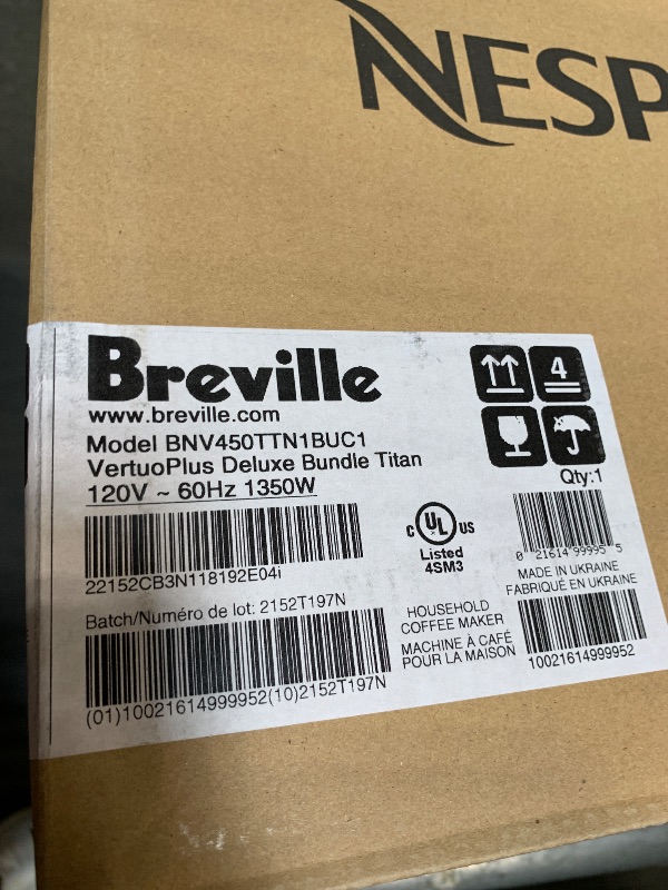 Photo 1 of ** FACTORY SEALED** Nespresso Vertuo Plus Deluxe Coffee and Espresso Maker by Breville, Titan with Aeroccino Milk Frother