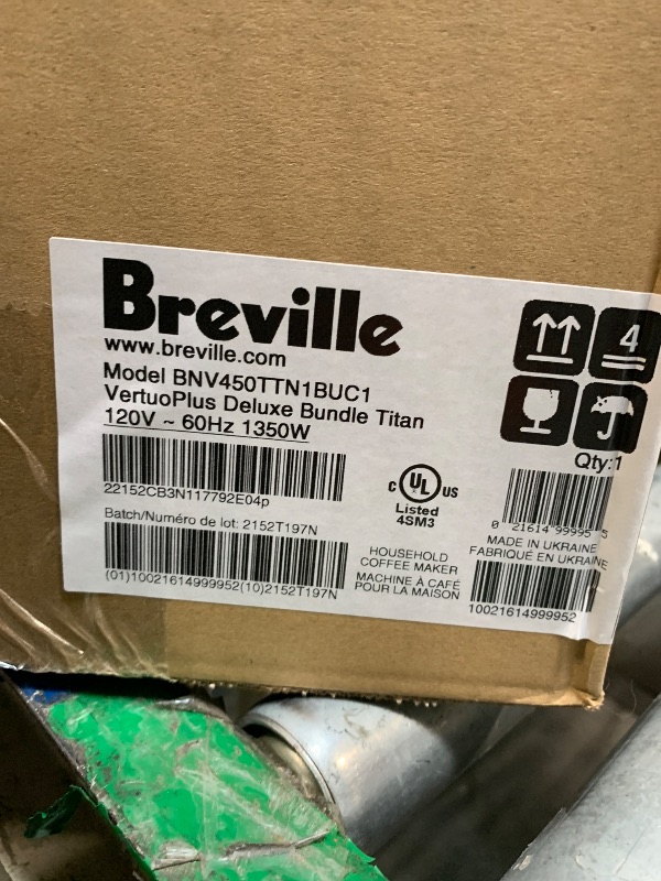 Photo 1 of ** FACTORY SEALED** Nespresso Vertuo Plus Deluxe Coffee and Espresso Maker by Breville, Titan with Aeroccino Milk Frother