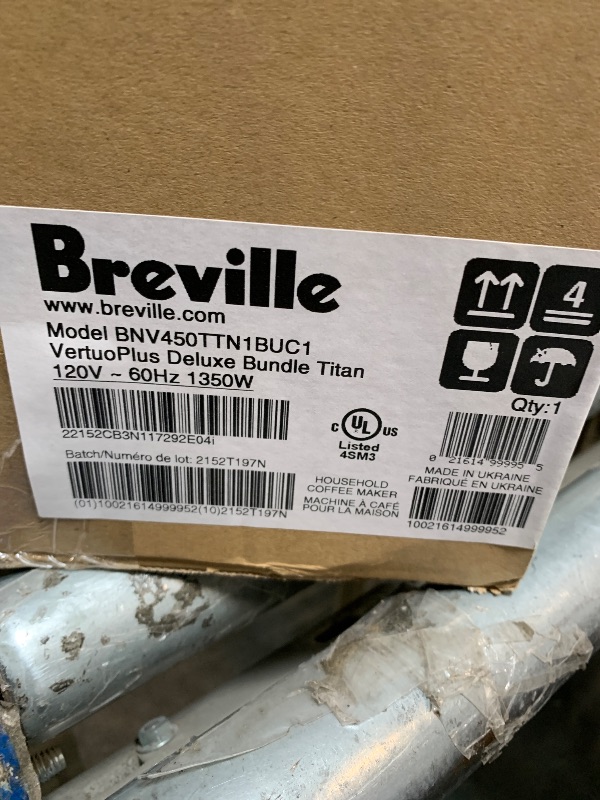 Photo 1 of ** FACTORY SEALED** Nespresso Vertuo Plus Deluxe Coffee and Espresso Maker by Breville, Titan with Aeroccino Milk Frother