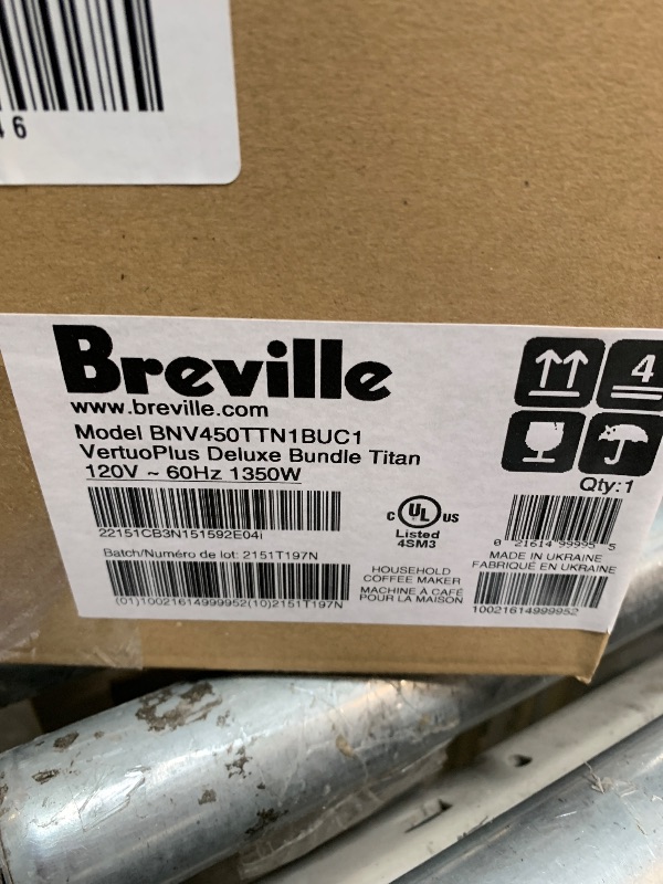 Photo 1 of ** FACTORY SEALED** Nespresso Vertuo Plus Deluxe Coffee and Espresso Maker by Breville, Titan with Aeroccino Milk Frother