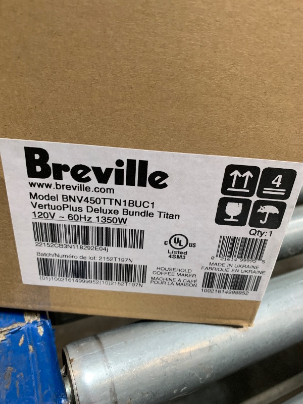 Photo 1 of ** FACTORY SEALED** Nespresso Vertuo Plus Deluxe Coffee and Espresso Maker by Breville, Titan with Aeroccino Milk Frother