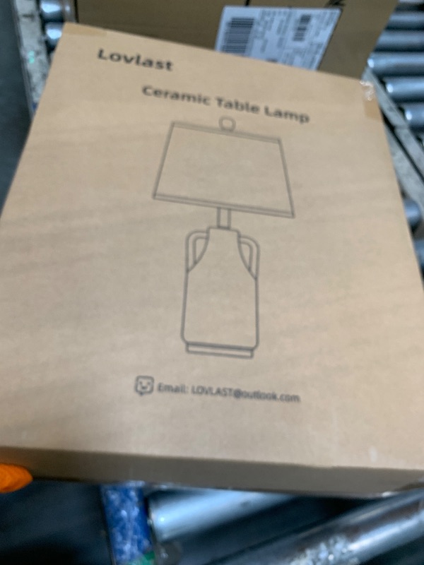 Photo 1 of ** FACTORY SEALED** 26" Vintage Ceramic Table Lamp for Home Decor, Farmhouse Retro Terracotta Black Lamp with Handles for Living Room, Rustic Pottery Nightstand Lamps for Bedroom, End Table, Entryway (Bulb included)