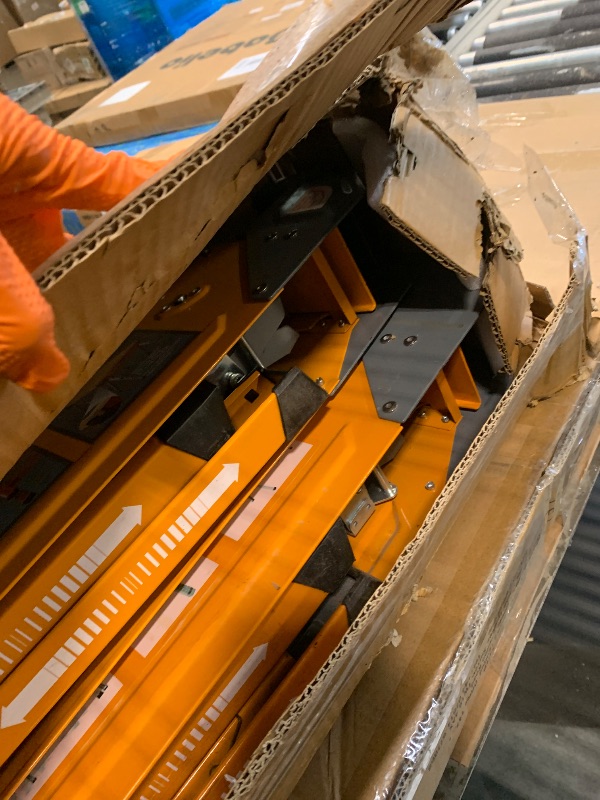 Photo 1 of ***DAMAGED LEGS*** Bora Portamate Speedhorse XT Sawhorse Pair- Two pack, 30-36 inch height adjustable Legs, Metal Top for 2x4, Heavy Duty Pro Bench Saw Horse for Contractors, Carpenters - PM-4550T,Orange