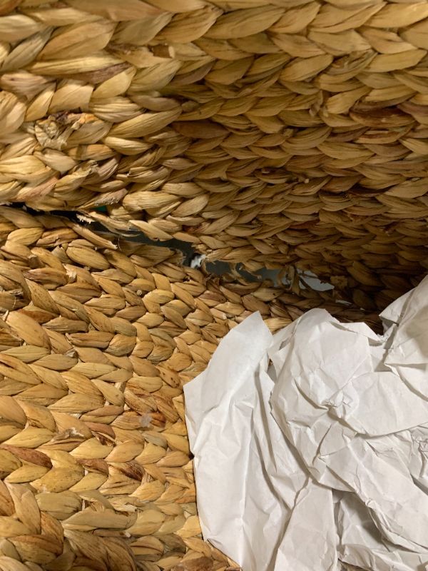 Photo 1 of ***MAJOR DAMAGE*** Deco 79 Seagrass Handmade Decorative and Functional Storage Basket Large Woven Basket Organizer with Ring Handles, Basket for Storage 20" x 18" x 19", Brown