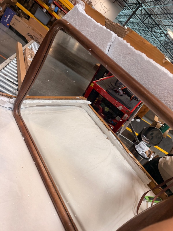 Photo 1 of ** DAMAGE MINOR ** Kate and Laurel Pao Modern Rounded Rectangular Wall Mirror, 17 x 32, Walnut, Decorative Mid-Century Tall Wood Mirror with Radius Corners for Vertical or Horizontal Display