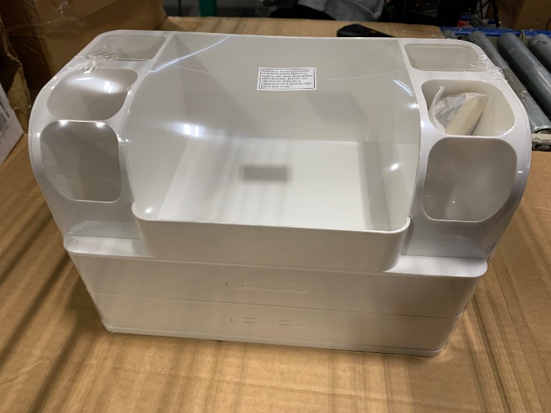Photo 1 of *** NEW FACTORY SEALED *** HBlife Makeup Organizer for Vanity with Brush Holder, Large Bathroom Countertop Cosmetic Organizer Skin Care Storage, Easy to Store Lipsticks, Nail Polishes, Perfumes, Eyeshadow Palettes, All White