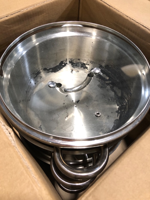 Photo 1 of ** SOLD AS IS, NO REFUND/RETURN** SEE COMMENTS!
VIVOHOME Stainless Steel Steam Juicer Extractor Fruit Vegetables Juice Steamer Pot 11 Qt with Tempered Glass Lid, 2 Hose, Clamp, Loop Handles