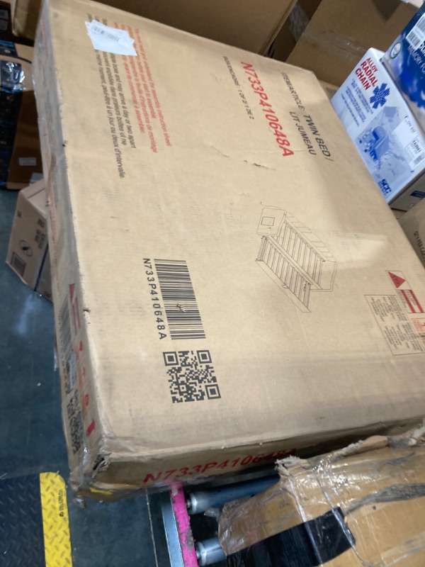 Photo 1 of *** partial set only, missing 1 box *** Merax Velvet Upholstered Twin Size Daybed with Adjustable Height Pop Up Trundle, Convertible Twin to King, Wood Iron Bed Frame with Charging Port and 2 Side Pockets, Bear 500LBS (Beige)