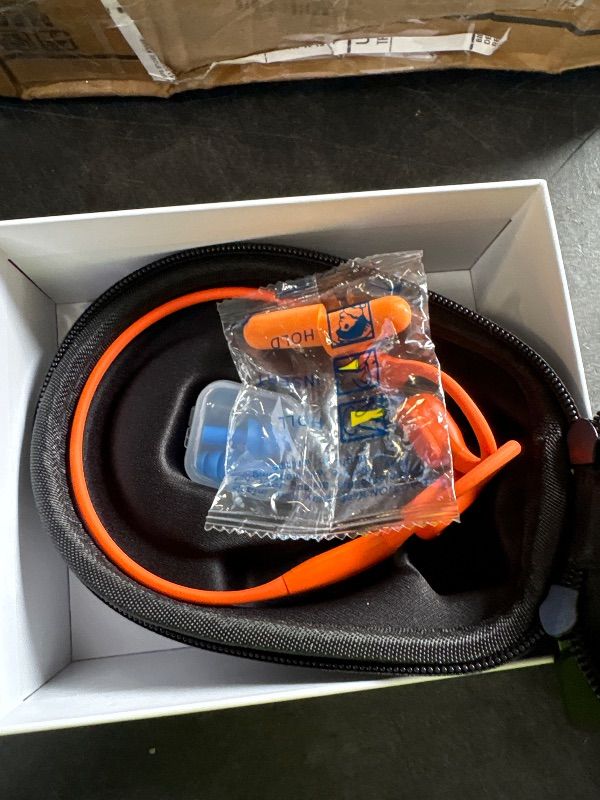 Photo 1 of **MISSING CHARGER**
VLOP Bone Conduction Swimming Headphones IP68 Waterproof, Open-Ear MP3 Headphones with 32GB Memory, Bluetooth 6.0 Wireless Sport Headset for Swimming, Running & Cycling, 8H Playtime(Orange, Standard)