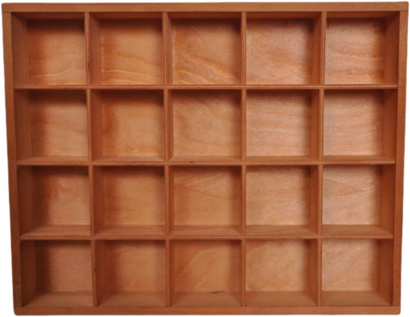 Photo 1 of  1 Pcs 13.4''x10.6''x2'' Wooden Storage Divider Box Showcase Display Box Organization Tray Display Holder with 20