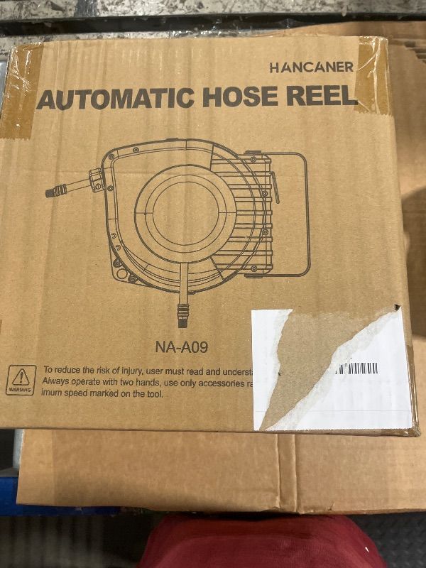 Photo 1 of **UNTESTED**
Giraffe Tools Retractable Garden Hose Reel 1/2 Inch x 130 ft, Super Heavy Duty, Any Length Lock, Slow Return System, Wall Mounted and 180 Deg Swivel Bracket