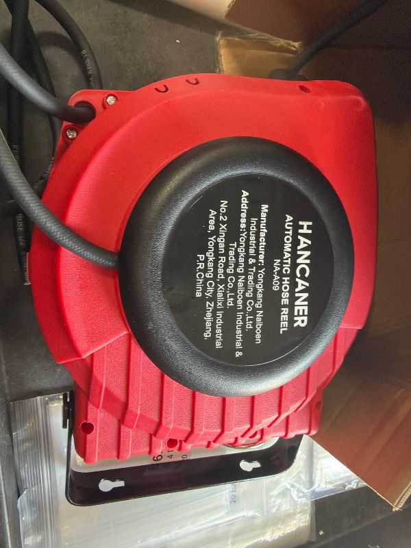 Photo 1 of **UNTESTED**
Giraffe Tools Retractable Garden Hose Reel 1/2 Inch x 130 ft, Super Heavy Duty, Any Length Lock, Slow Return System, Wall Mounted and 180 Deg Swivel Bracket