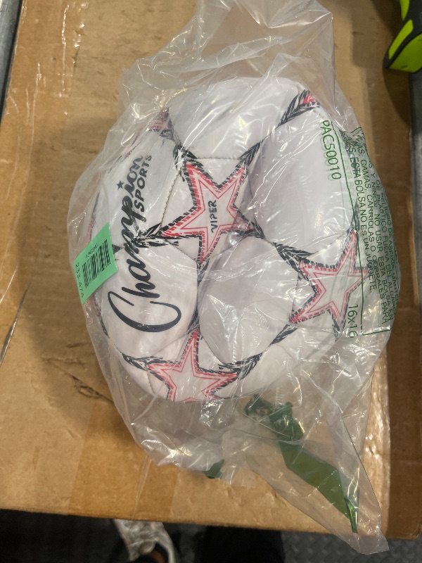 Photo 1 of **DIRTY**
Champion Sports Viper Soccer Ball, Size 4 – Soft Touch TPU Cover, Airlock Bladder – Ages 8-12 – Red/Black/White