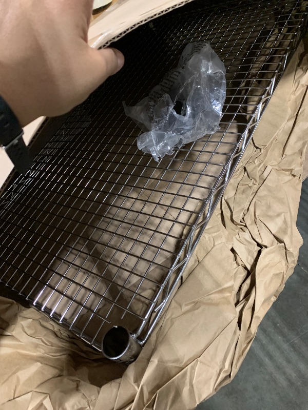 Photo 1 of *****Only One Level*****  Finnhomy 3 Tier Heavy Duty Commercial Grade Utility Cart, Wire Rolling Cart with Handle Bar, Steel Service Cart with Wheels, Utility Shelf Plant Display Shelf Food Storage Trolley, NSF Listed