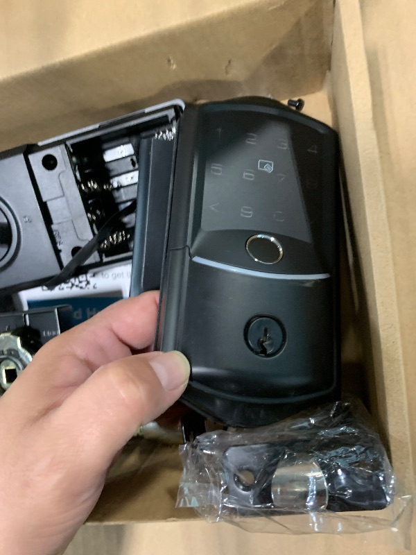 Photo 1 of ****MISSING PARTS*** Veise VE027-L Built-in WiFi Smart Lock with Handles, Fingerprint keyless Entry Door Lock Set, App Remote & Voice Control, Electronic Deadbolt for Front Door, Touchscreen Keypad, Auto Lock, Matte Black