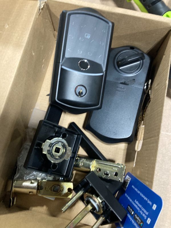 Photo 1 of ****MISSING PARTS*** Veise VE027-L Built-in WiFi Smart Lock with Handles, Fingerprint keyless Entry Door Lock Set, App Remote & Voice Control, Electronic Deadbolt for Front Door, Touchscreen Keypad, Auto Lock, Matte Black