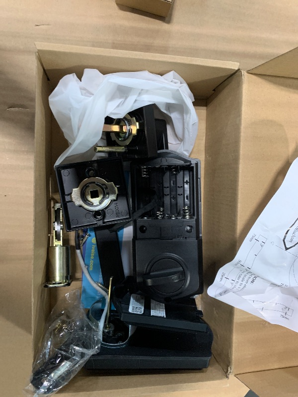 Photo 1 of ****MISSING PARTS*** Veise VE027-L Built-in WiFi Smart Lock with Handles, Fingerprint keyless Entry Door Lock Set, App Remote & Voice Control, Electronic Deadbolt for Front Door, Touchscreen Keypad, Auto Lock, Matte Black