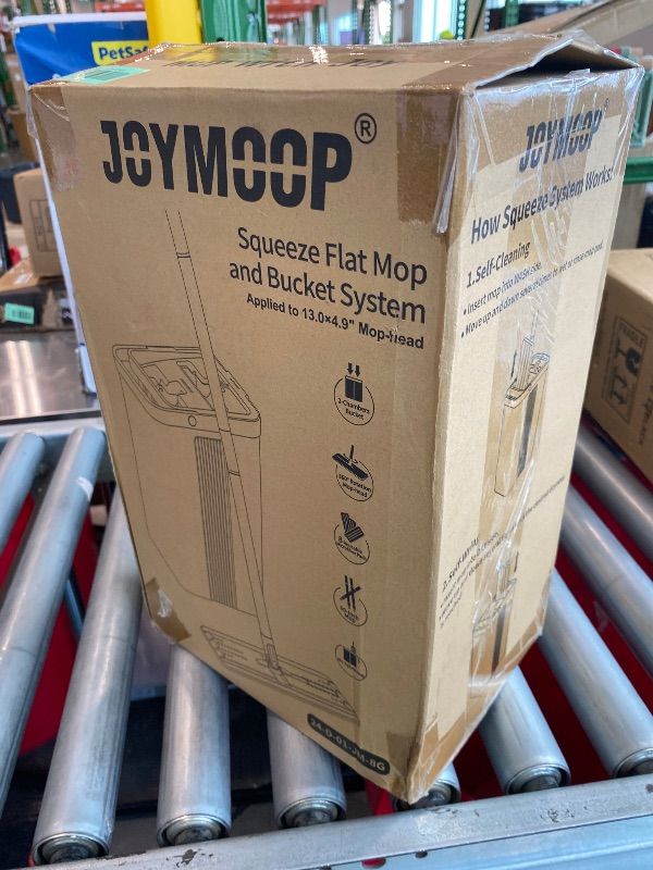 Photo 1 of **MAJOR DAMAGE**
JOYMOOP Mop and Bucket Set with Wringer, Dust Mops for Floor Cleaning, Wall Cleaner with Long Handle,Wet and Dry Use - 8 Microfiber Mop Pads