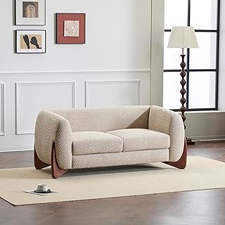Photo 1 of ***MISSING SOME NIALS !!!!Christopher Knight Home Alma 63" Boucle Loveseat with Wood Legs, 2 Seater Sofa Couches for Living Room, Upholstered Couch Chair, Soft Seating Lounge Sofa Chair, Cozy Loveseat with Armrest, Almond
