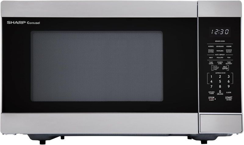 Photo 1 of *NON-FUNCTIONAL*
SHARP Countertop Microwave Oven with Removable 13.6" Carousel Turntable, 1100 Watt, 1.6 Cubic Feet, Stainless Steel