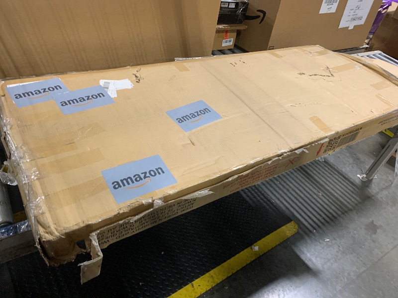 Photo 1 of **PARTS ONLY, PARTIAL SET** Merax Queen Size Murphy Bed with Top Storage Cabinets and Shelves, Fold into The Wall, Space-Saving Design, White Foldable Platform Bed Frame with Chevron Stripes, for Bedroom, Guest Room, Home Office