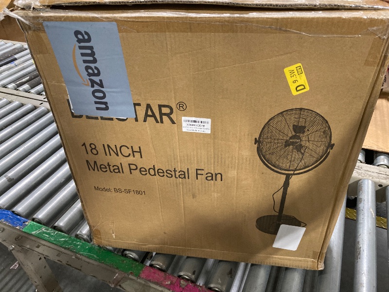 Photo 1 of ***MISSING PCS*****BEESTAR 18 Inch Heavy Duty High Velocity Pedestal Fan,Industrial Standing Fan with Adjustable Height and Tilt,3-Speed,Metal for Industrial, Commercial, Residential, Greenhouse,Black