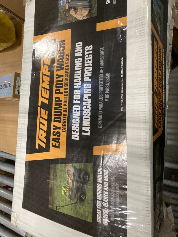Photo 1 of *MISSING PARTS - see clerk notes*
True Temper Poly Garden Cart Wagon, Easy Dump Design, 4 Cu. Ft. Capacity, 10 in. Pneumatic Tires for Lawn, Utility, Yard, Farm