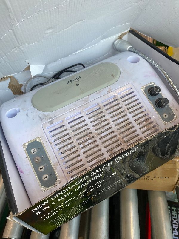 Photo 1 of *MAJOR DAMAGE*
Biutee Nail Dust Collector 5 in 1 80W Nail Vacuum Dust Collector Extractor Professional 30000rpm Electric Nail Drill Machine with 48W/96W UV LED Nail Lamp Nail Art Tool With LED Light