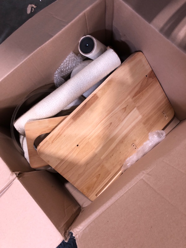 Photo 1 of **NO HARDWARE**
HITTITE Solid Wood Cat Tree Tower with Scratching Post, 37.8 Inches Tall Cat Towers with Scratching Board and Scratcher Ball, Modern Cat Tower With Space Capsule and Removable Top Bed for Indoor Cats.