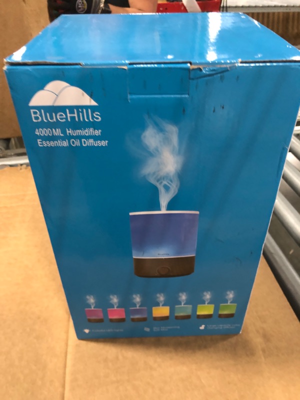 Photo 1 of **MISSING CORDS**
BlueHills Premium 4000 ml XL Essential Oil Diffuser 4L 4 Liter 70 Hour Run Humidifier Aromatherapy 1 Gallon Big Capacity High Mist Output for Extra Large Room Home Mood Lights Dark Wood Grain E402