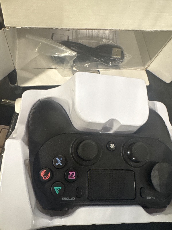 Photo 1 of **DAMAGED/DIRTY**
BJXOZ Wireless Controller for PS4, with RGB Light, USB-C, Replaceable D-Pad, Non-Slip Grip, Dual Vibration, 6-Axis Motion Sensor, Touchpad, Audio Jack, Gamepad for PS4/Pro/Slim/PC