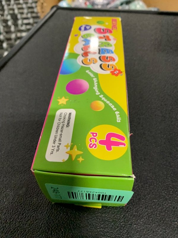 Photo 1 of ***MISSING 2 BALLS****Stress Balls 4 Pack for Adults and Kids, Color Changing Squeeze Toys, Sensory Toys for Kids with Autism, Squishy Fidget Toys for Stress and Anxiety Relief, Prize for Classroom