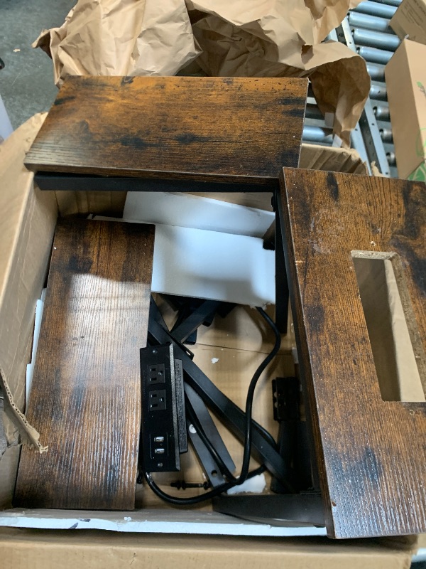 Photo 1 of ***SIMILAR***

 Small Narrow Side Table with Charging Station, Skinny End Table for Small Spaces, Slim Nightstand with USB Ports Outlet, Sofa Beside Table with Storage Shelf, Rustic Brown and Black BF102UBZ01
