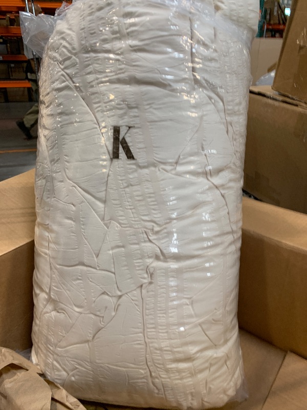 View 3 of K s Queen Comforter Set, Seersucker Bed in a Bag Queen Size, All Season Luxury Bedding Set with Comforter, Flat Sheet, Fitted Sheet, Pillowcases & Shams, Beige