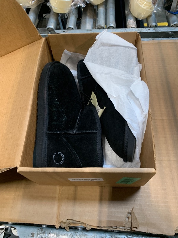 View 2 of *******FABRIC MESSED UP ON LEFT FOOT **** Fireside by Dearfoams Women's Riverland Genuine Shearling Mini Boot, Black, 9