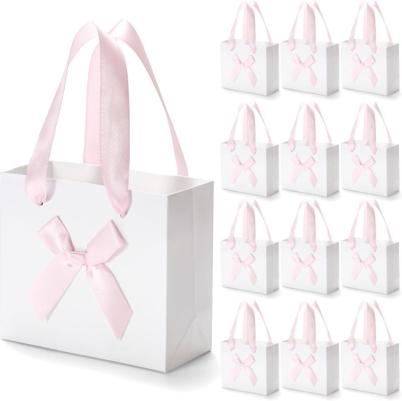 Photo 1 of **** SIMILAR***
EQOREIIN 50 Pack Small Thank You Gift Bags with Bow Ribbon & Handles, 5.5x 2.5x4.7 Inch White Pink Mini Gift Bags for Jewelry, Baby Shower, Bridal Shower, Mother's Day,Christmas Holiday Gifts