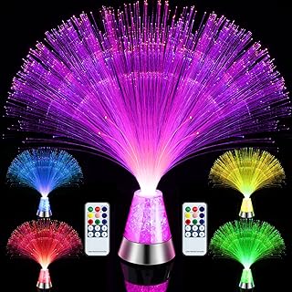 Photo 1 of **UNTESTED**
2 Pack LED Fiber Optic Lamp with Remote Control, 13.5" Multicolored Changing Fiber Optic Lights, Crystal Base Battery Powered Glitter Light for Room Wedding Disco Party Birthday Carnival Holiday