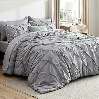 Photo 1 of ***SIMILAR*8*
REYOS Light Grey Comforter Set King with 2 Layers Pleats Washable Brushed Microfiber Bedding Set for Bedroom Soft Warm Comforter Set with 2 Matched Pillowcases