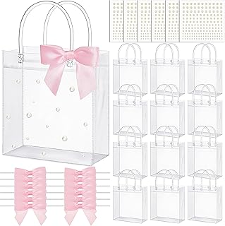 Photo 1 of ***SIMILAR***

Sweetude 12 Set Pink Bow Clear Gift Bag PVC Coquette Princess Party Favors DIY Kit Clear Candy Bags with Handle Twist Tie Bow Sticker for Birthday Wedding Bridal Flower Bachelorette Party Baby Shower