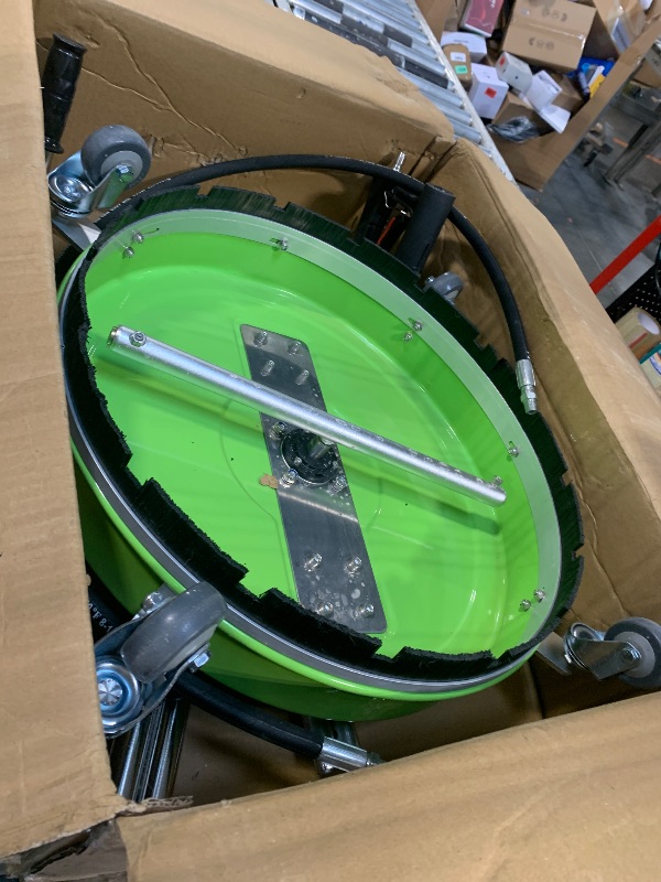 Photo 1 of **USED - MINOR DAMAGE**
20" Pressure Washer Surface Cleaner with 4 Wheels - Coated Green Dual Handle Stainless Steel Surface Cleaner for Pressure Washer Attachment for Concrete, Patio, Sidewalk, Deck and Driveways - PWS20G