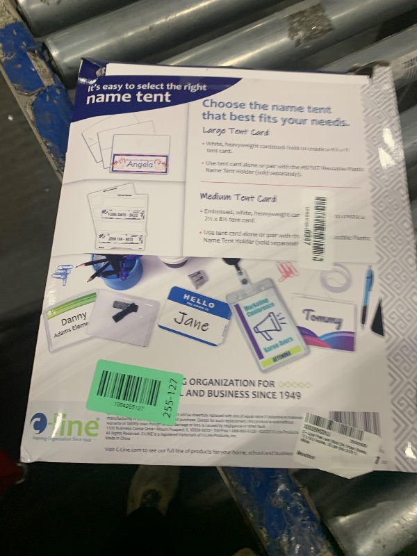 Photo 1 of "C-Line Printer-Ready Scored Name Tent Cards, 11 x 4-1/4 Inches (Folded Size), 8-1/2"" x 11"" White Cardstock Sheets, Box of 50 (87517)", large