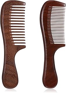Photo 1 of **ONLY ONE** 2 Pcs Sandalwood Comb Set Wide and Fine Tooth Comb Wooden Detangling Anti-static Natural Wood Combs Green Handmade Sandalwood Combs for Women Men Straight Curly Dry Wet Hair