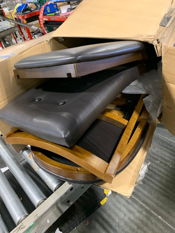 View 3 of ****It has a broken chair support.***** Stakmore Parson's Wooden Folding Chairs with Padded Seats, Set of 2 - No Assembly Foldable Dining Chairs, Steel Folding Mechanism, Upholstered Bonded Leather, Space-Saving, Espresso Frame