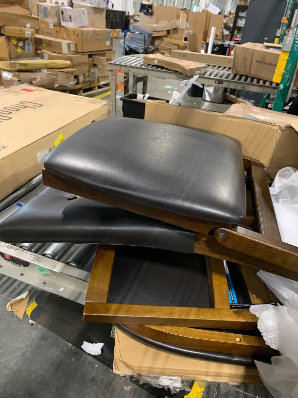 View 4 of ****It has a broken chair support.***** Stakmore Parson's Wooden Folding Chairs with Padded Seats, Set of 2 - No Assembly Foldable Dining Chairs, Steel Folding Mechanism, Upholstered Bonded Leather, Space-Saving, Espresso Frame