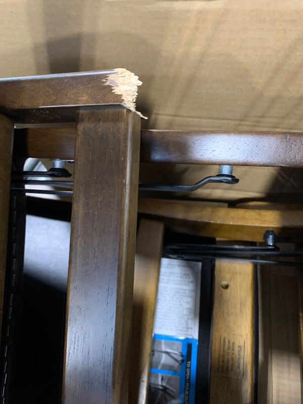 View 5 of ****It has a broken chair support.***** Stakmore Parson's Wooden Folding Chairs with Padded Seats, Set of 2 - No Assembly Foldable Dining Chairs, Steel Folding Mechanism, Upholstered Bonded Leather, Space-Saving, Espresso Frame